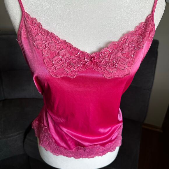 Y2k pink beaded lace tank top sz L - Picture 3 of 6